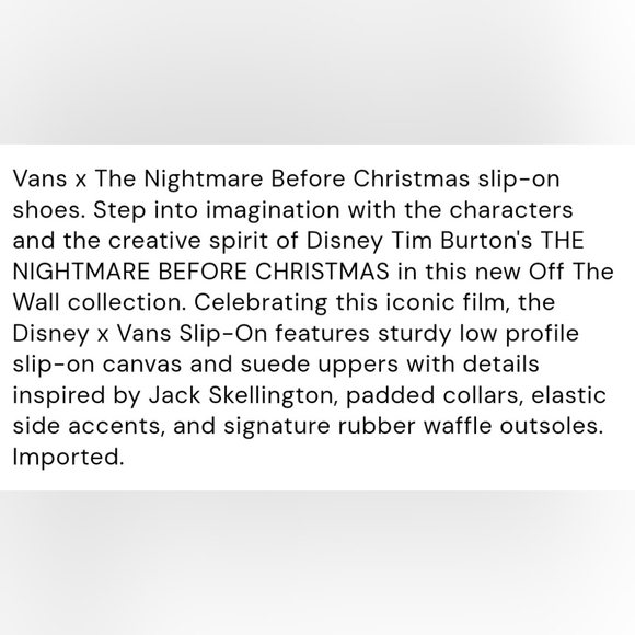 Vans X Disney The Nightmare Before Christmas "Jack" Classic Slip-On *NWT* - Picture 9 of 10